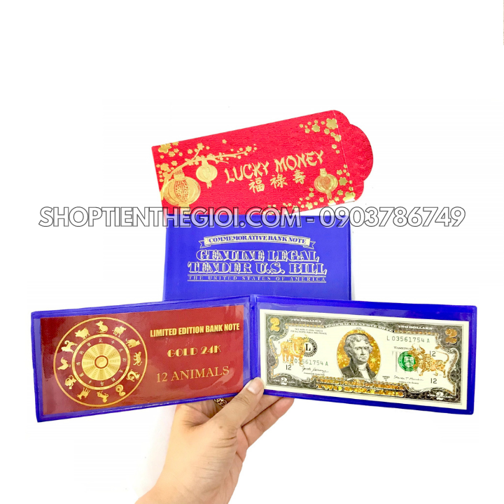 Tiền 2 USD in hình con Trâu 3D nhũ vàng - SP005552